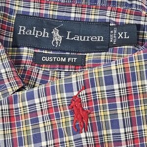 Polo Ralph Lauren CUSTOM FIT Plaid‎ XL Plaid Collared Polo Mens Oxford Pocket